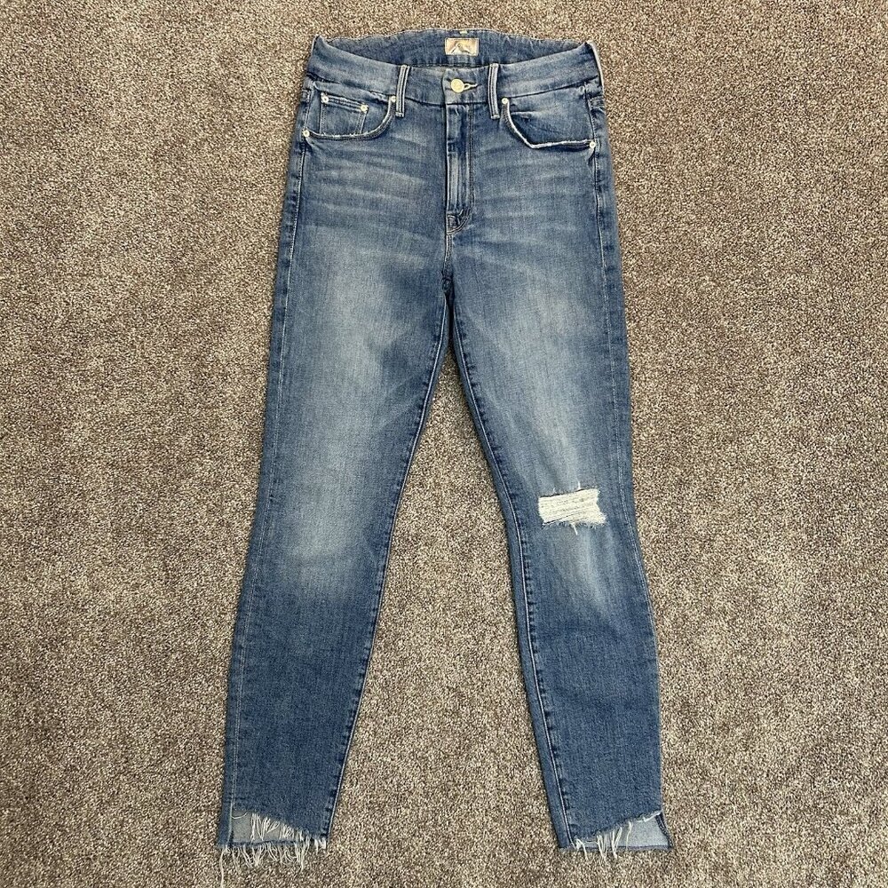 Mother Women's The Looker Ankle Step Fray Jeans Size 26 Blue Made in USA EUC - Picture 6 of 16